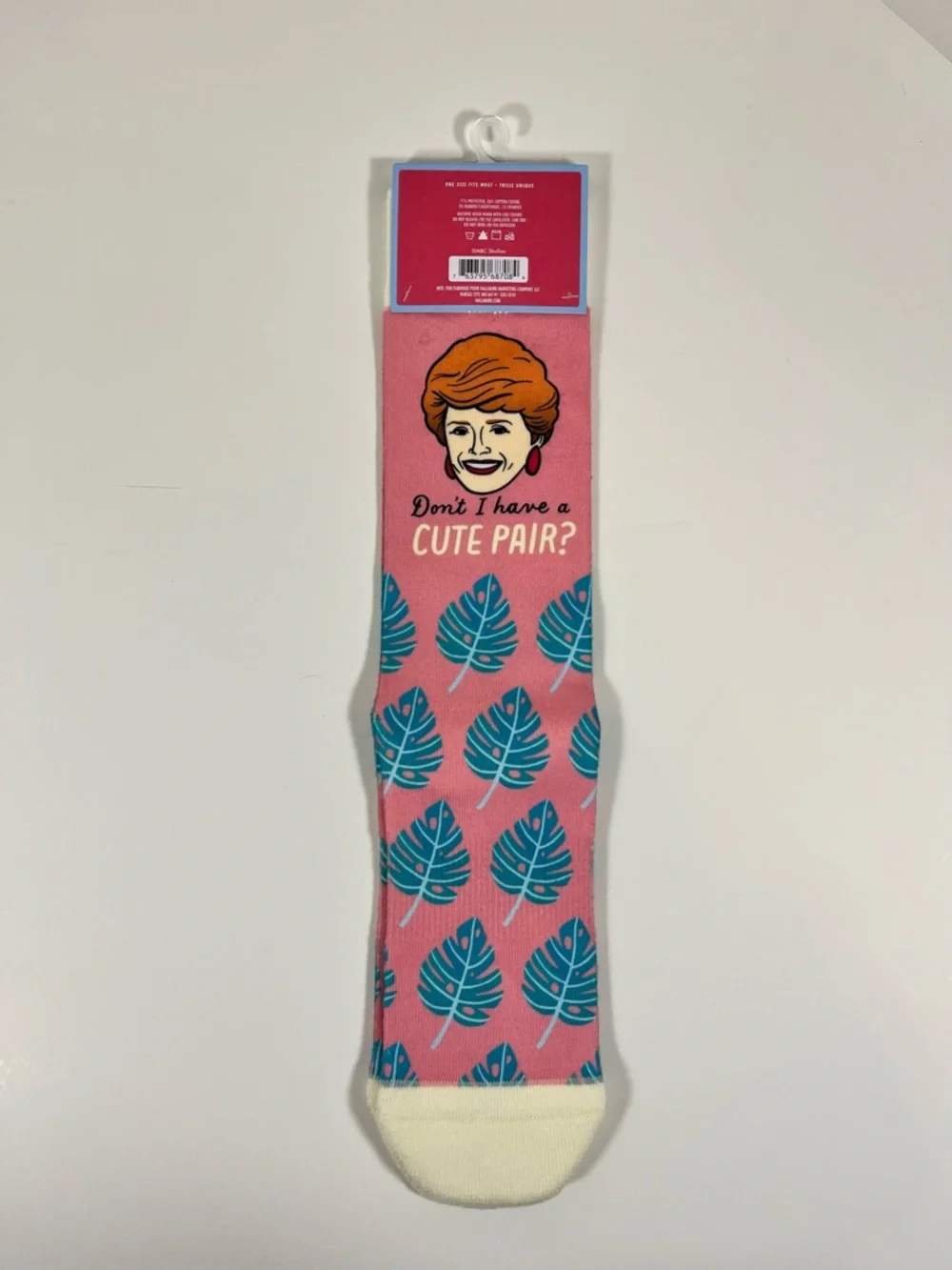 NWT Hallmark Blanche Golden Girls Don’t I Have a Cute Pair Socks Pink Leaf OS